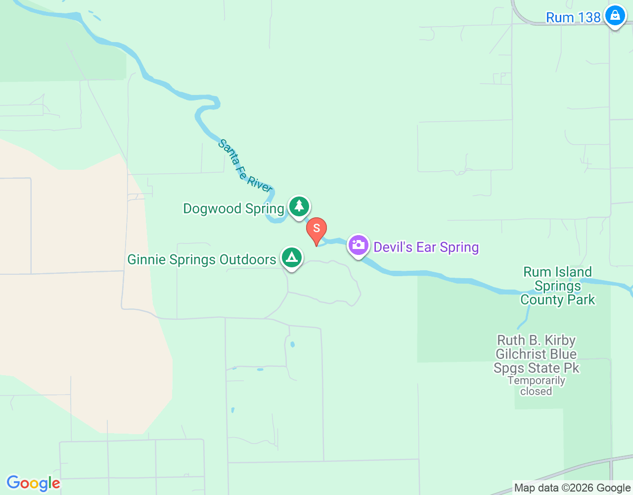 Mapa de ubicación de Ginnie Spring