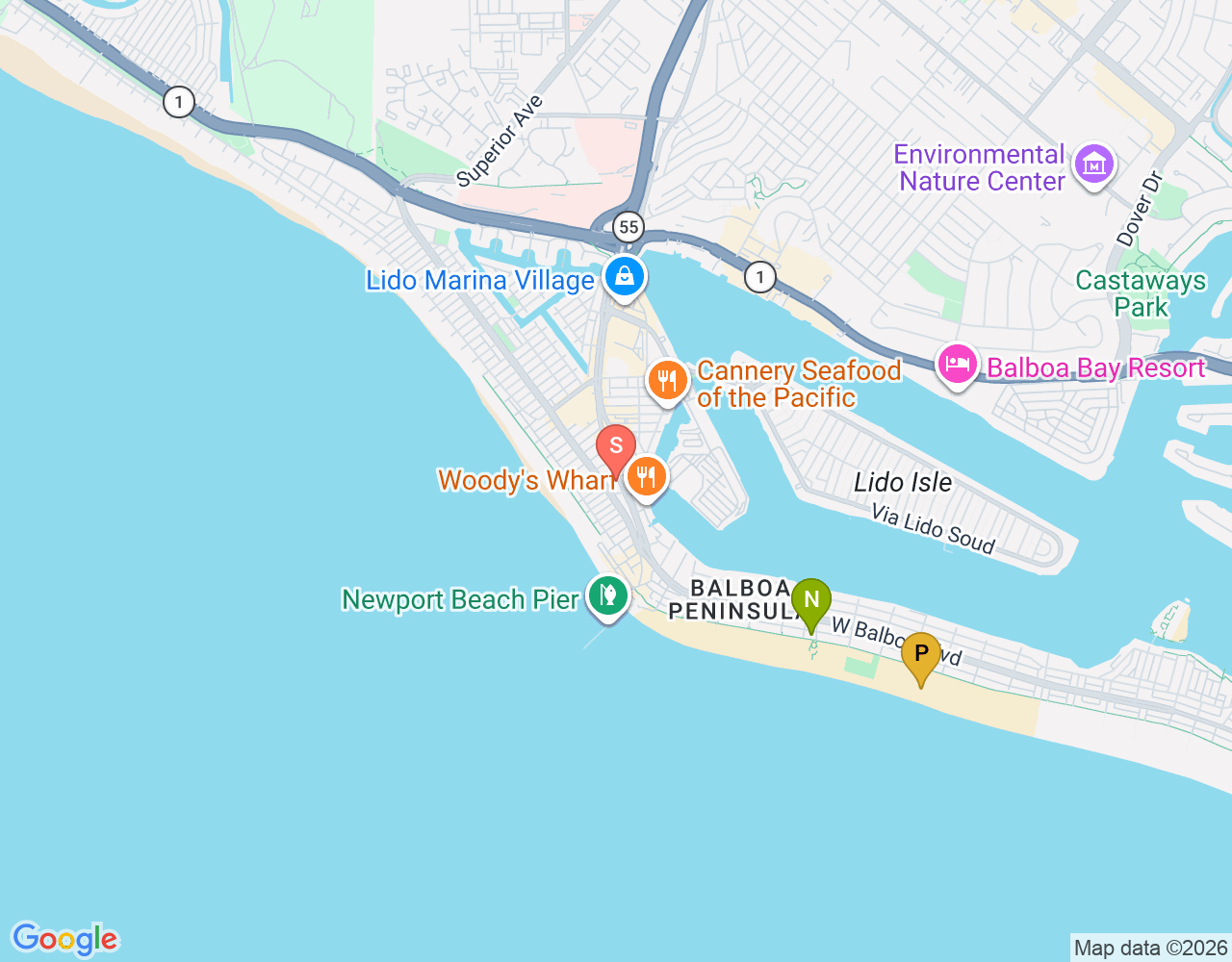 Mapa da localização de Jack's Surfboards