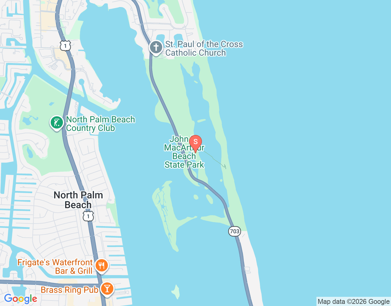 Mapa da localização de John D MacArthur Beach State Park