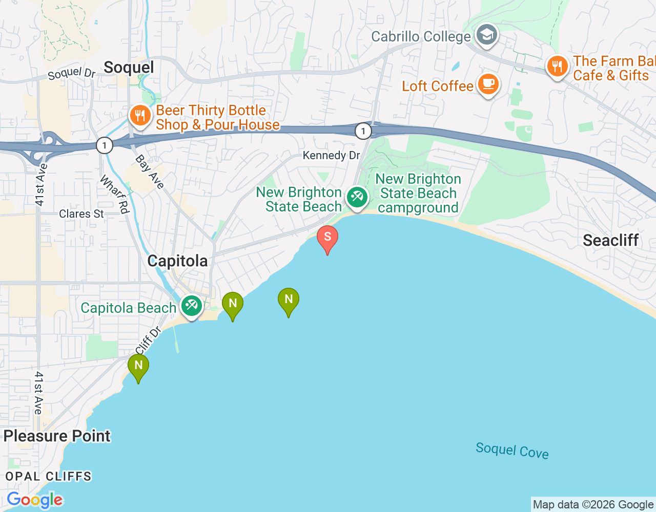 Mapa da localização de New Brighton Reef