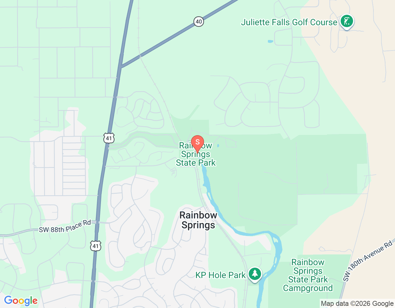 Mapa da localização de Rainbow Spring