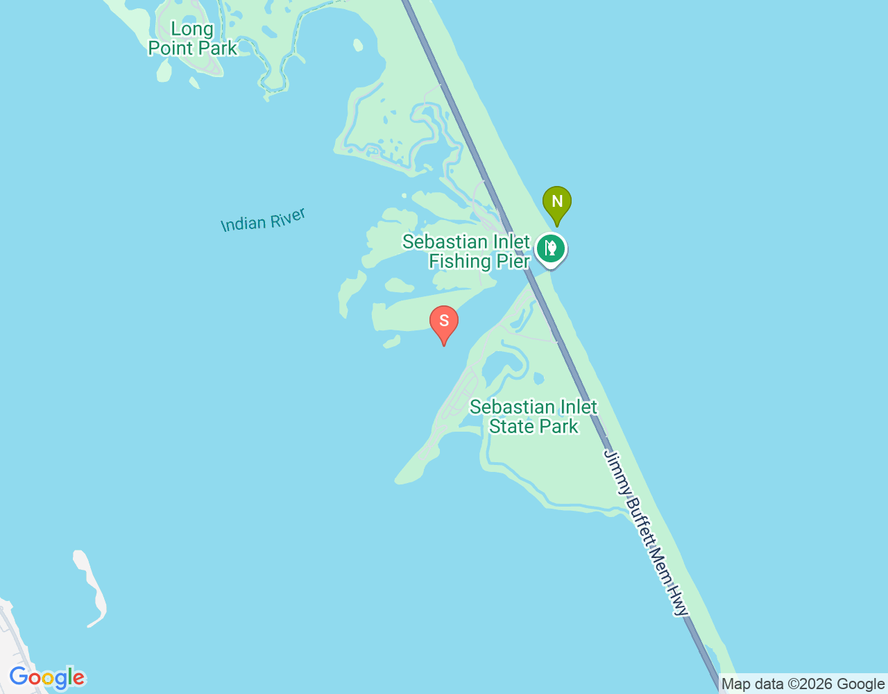 Mapa da localização de Sebastian Inlet