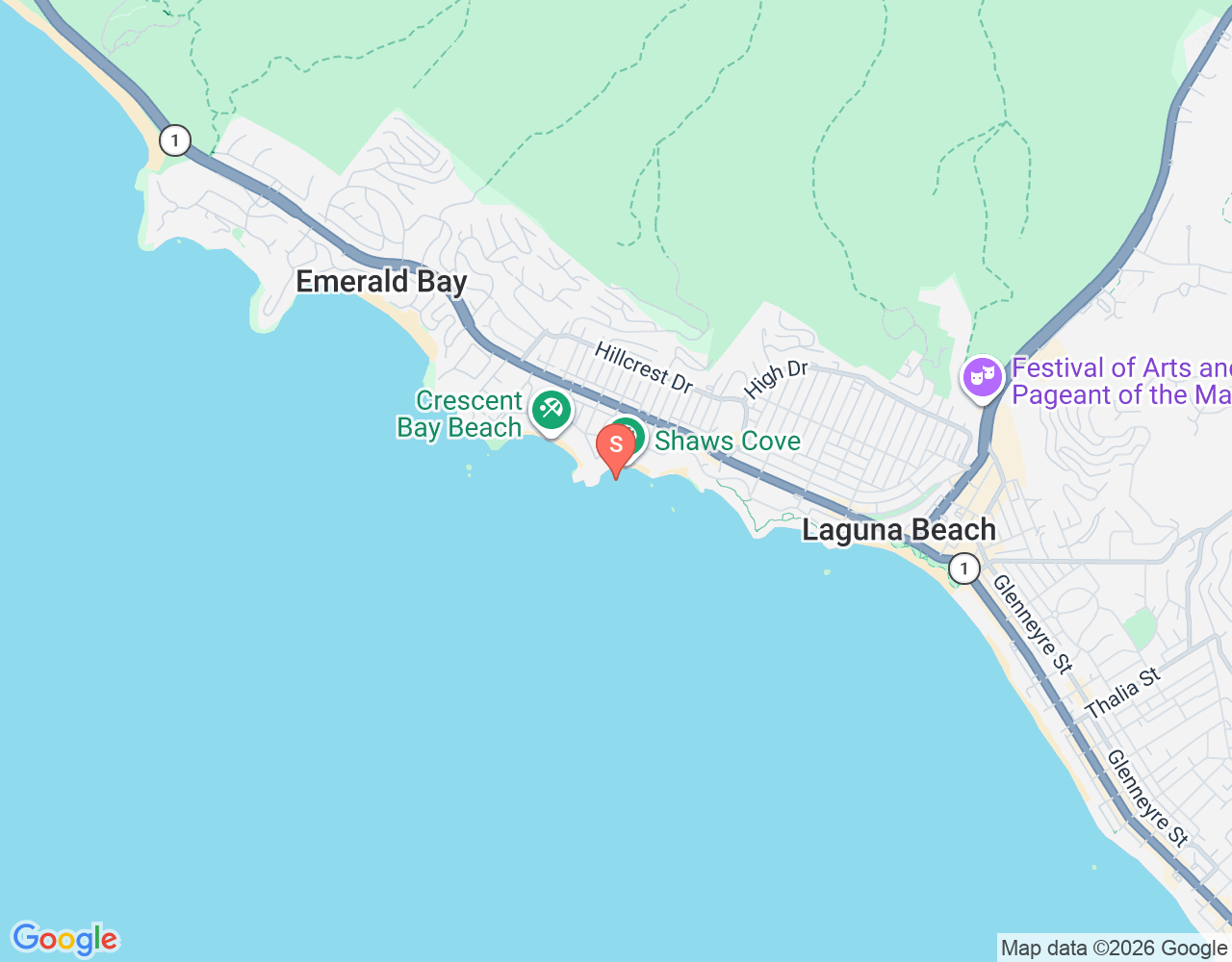 Mapa da localização de Shaws Cove