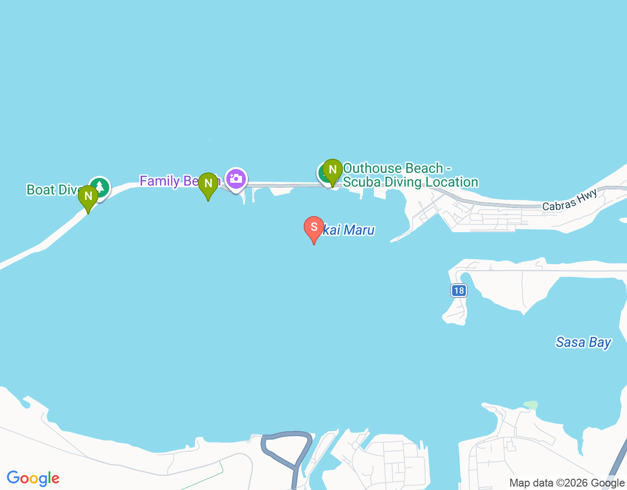 Mapa da localização de Tokai Maru
