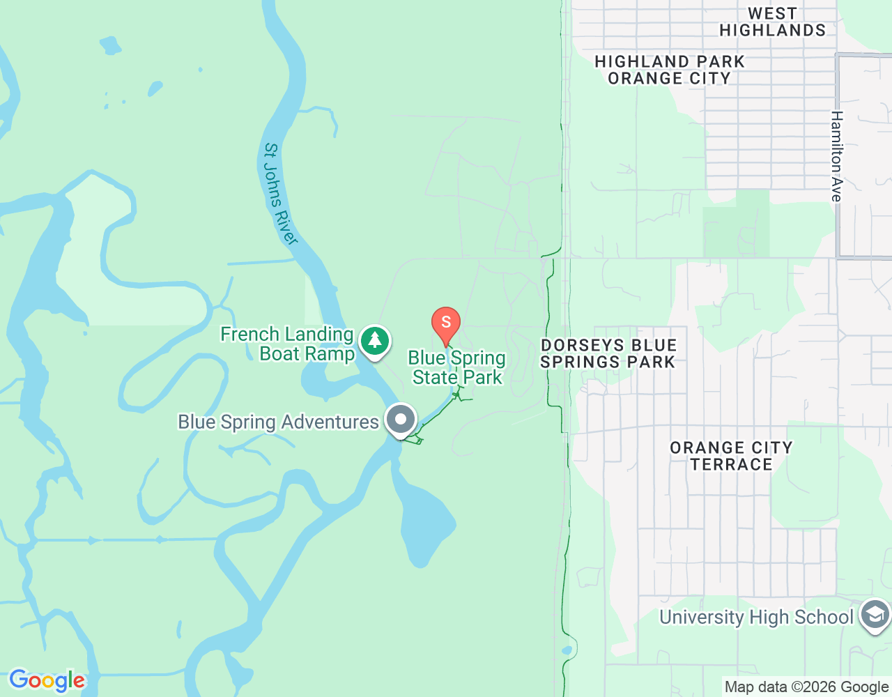 Mapa da localização de Volusia Blue Spring